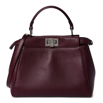Fendi Nappa Mini Peekaboo Iconic Satchel Bordeaux 1 of 11