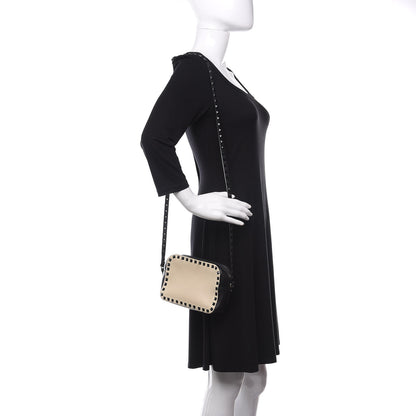 Valentino Garavani Calfskin Rockstud Camera Crossbody Bag Ivory Black 2 of 16