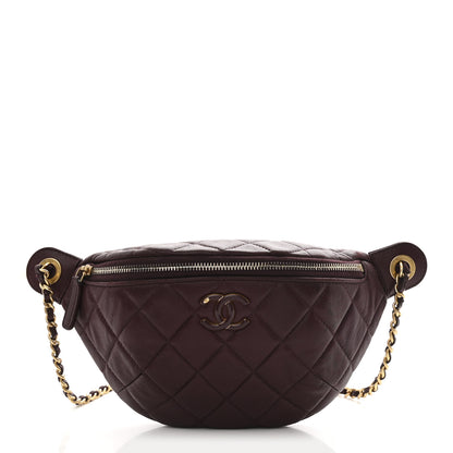 Chanel Shiny Lambskin Enamel Quilted Waist Bag Fanny Pack Burgundy 1 of 10
