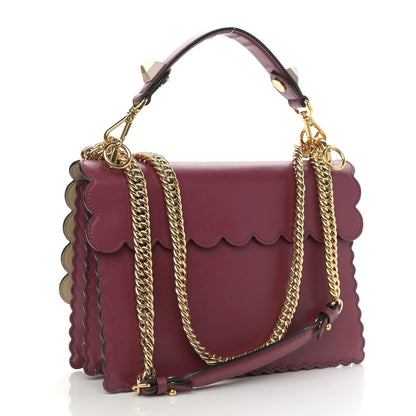 Fendi Vitello Liberty Scalloped Studded Kan I Shoulder Bag Black Cherry 3 of 11