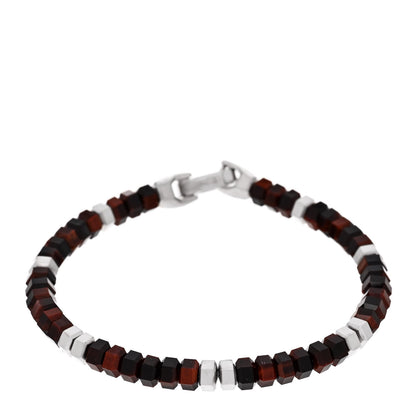 David Yurman Sterling Silver Red Tiger's Eye Hex Bead Bracelet 1 of 3