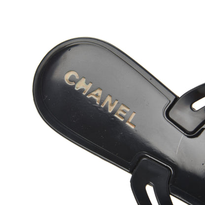 Chanel Jelly Camellia Thong Sandals 39 Black Ivory 6 of 14