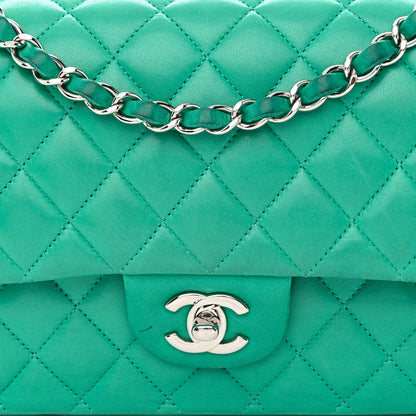 Chanel Lambskin Quilted Medium Double Flap Green 7 of 13