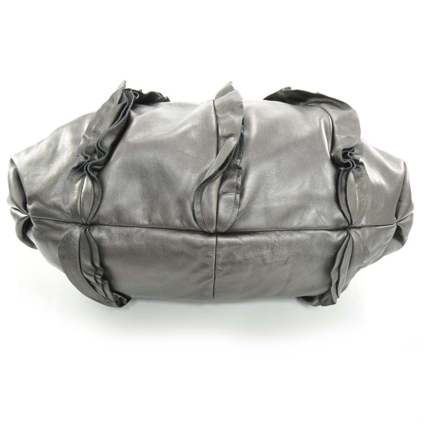 Nappa Ruffle Hobo Silver