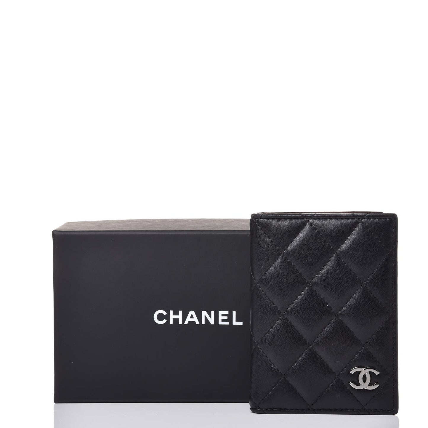 Lambskin Quilted Card Holder Wallet Black