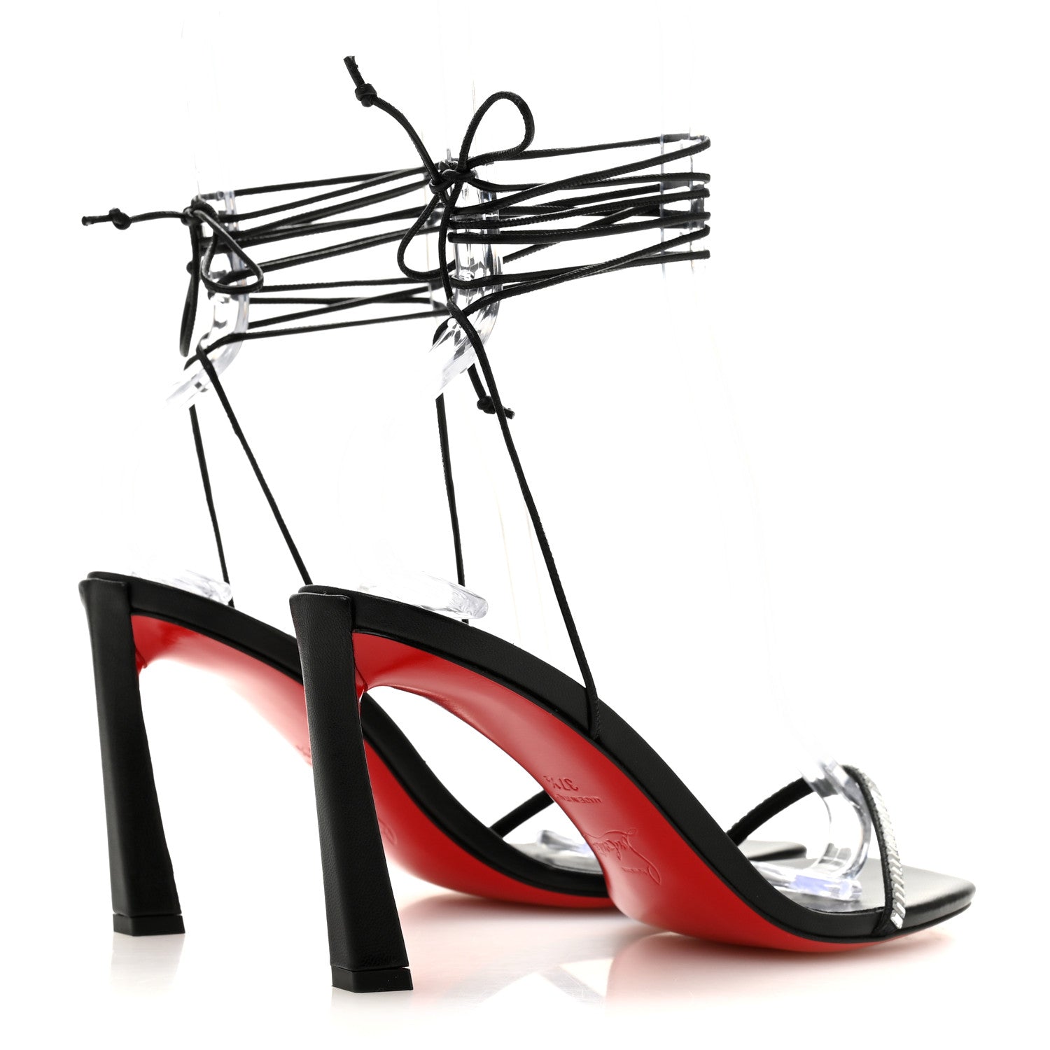 Christian Louboutin Kid Suede Condora Lacestrass 85 Sandals 37.5 Black 5 of 9