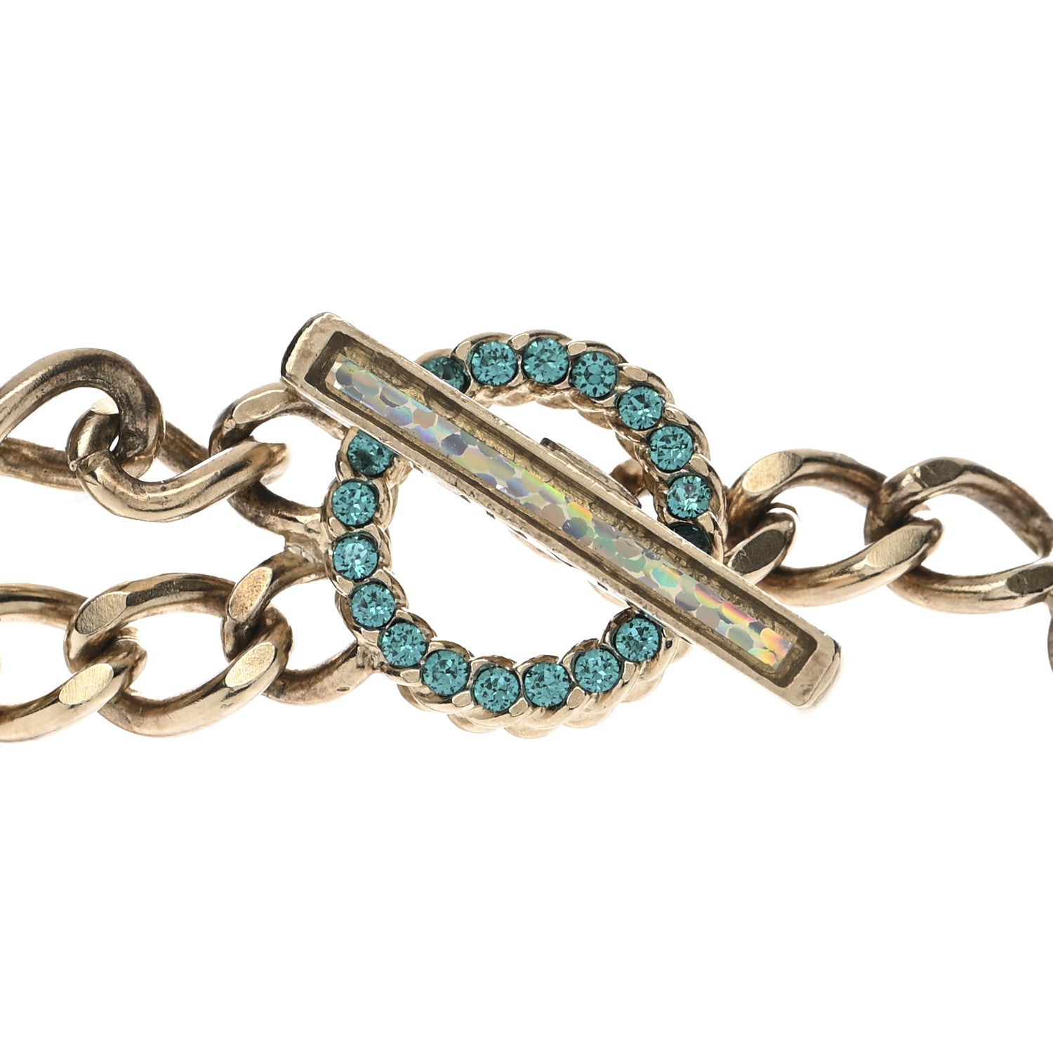 Chanel Resin Pearl Crystal Logo Multi Chain Long Express Necklace Gold Multicolor 5 of 11