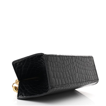 Stella McCartney Crocodile Embossed Medium Chunky Chain Bag Black 4 of 10