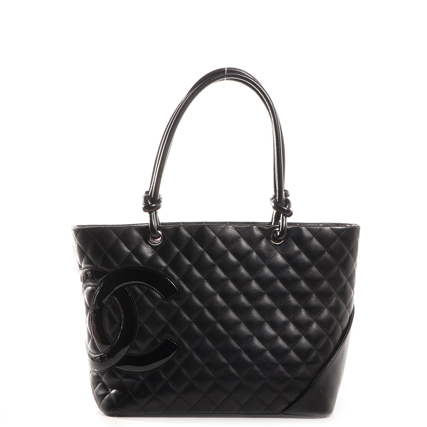 Calfskin Quilted Large Cambon Tote Black