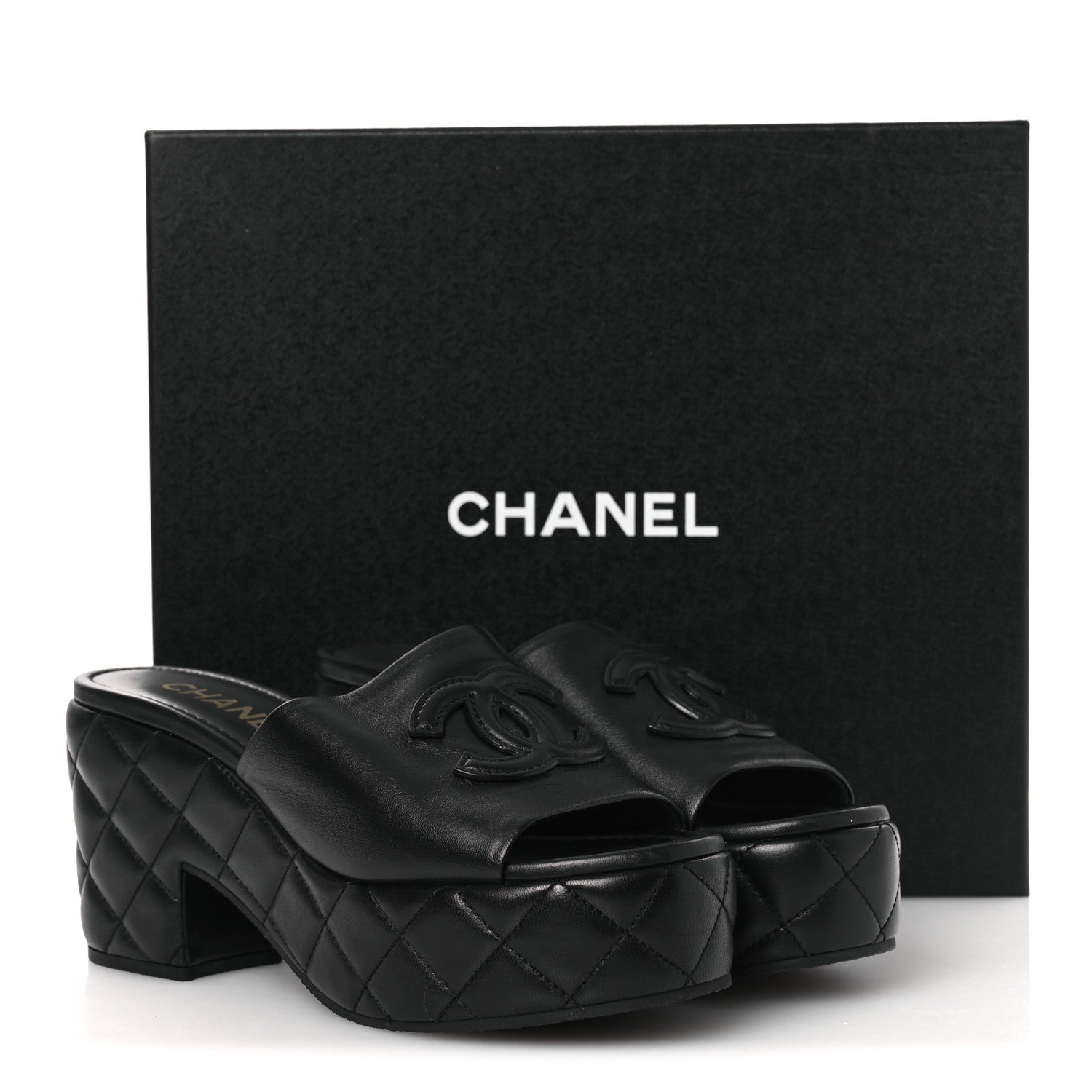 Chanel Lambskin Quilted CC Platform Mules 40 Black 13 of 13