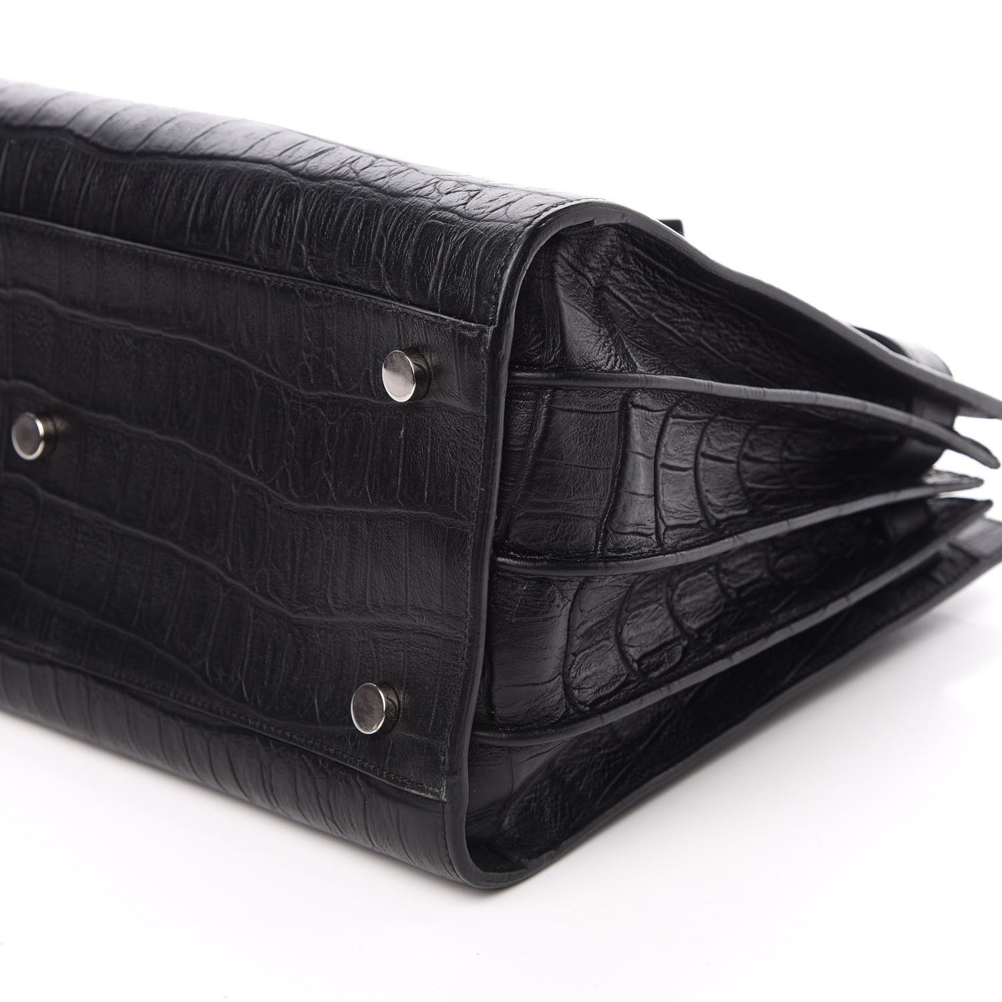 Calfskin Crocodile Embossed Small Sac de Jour Black