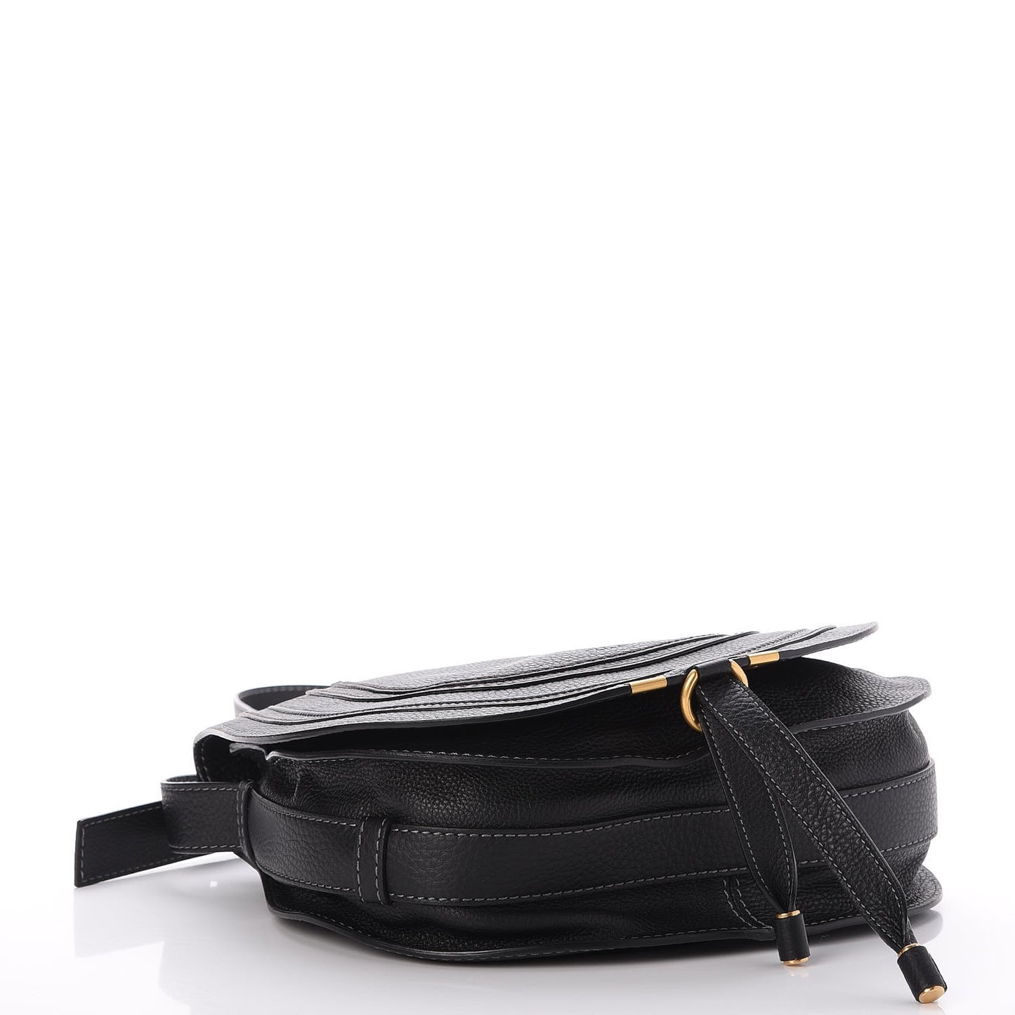 Calfskin Medium Marcie Round Crossbody Bag Black