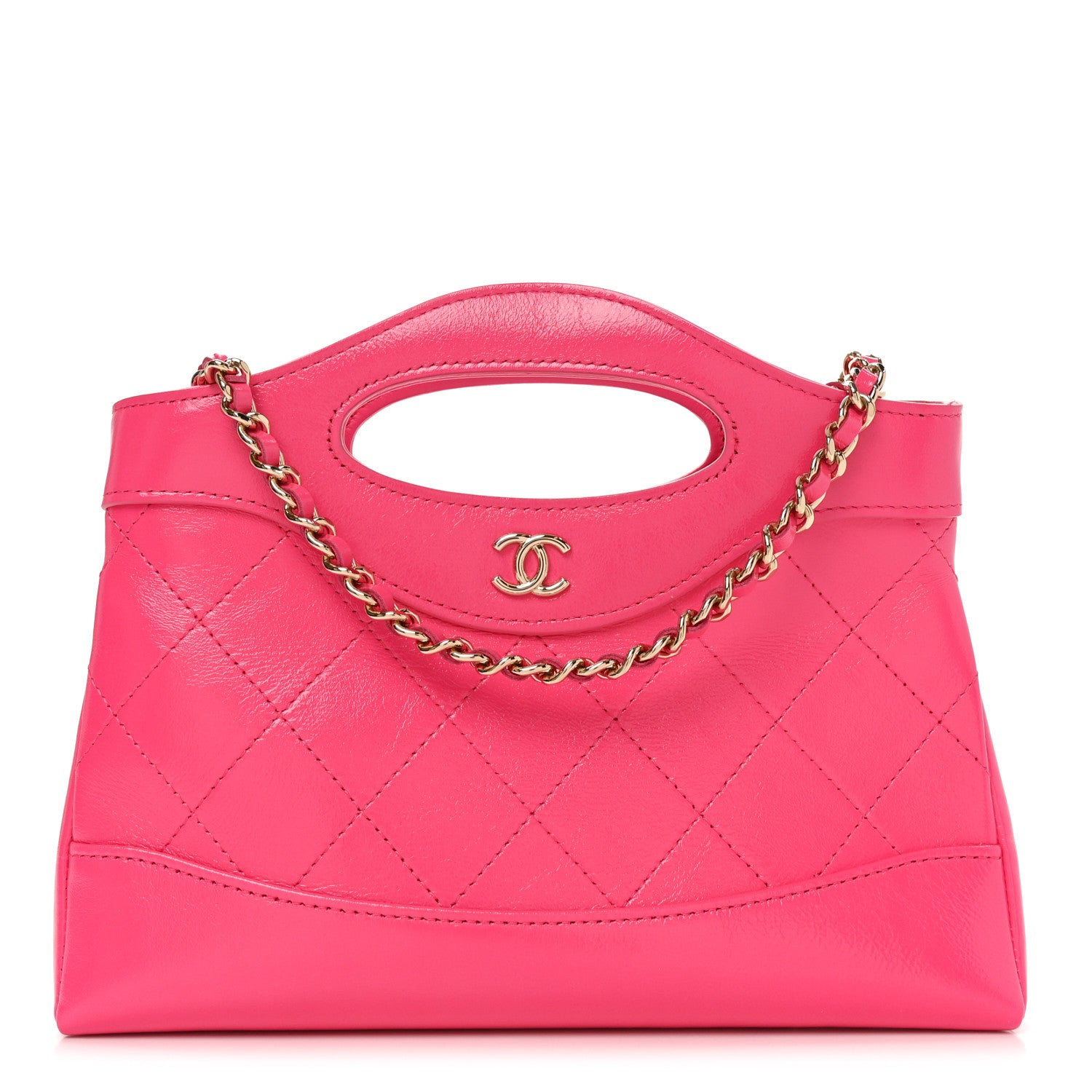 Chanel Shiny Crumpled Calfskin Quilted Nano 31 Shopping Bag Pink 1 of 11