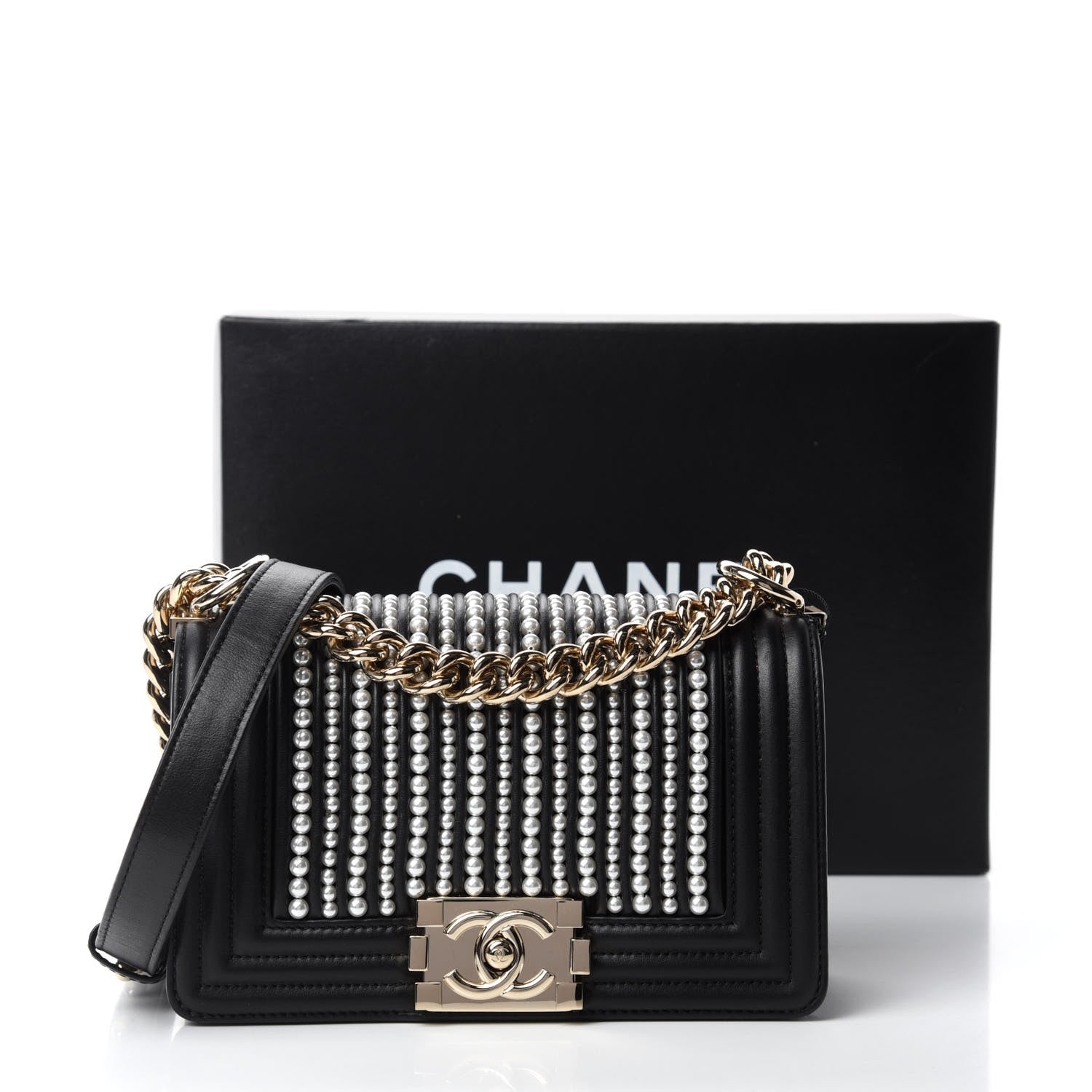 Chanel Calfskin Pearl Small Boy Flap Black 11 of 11