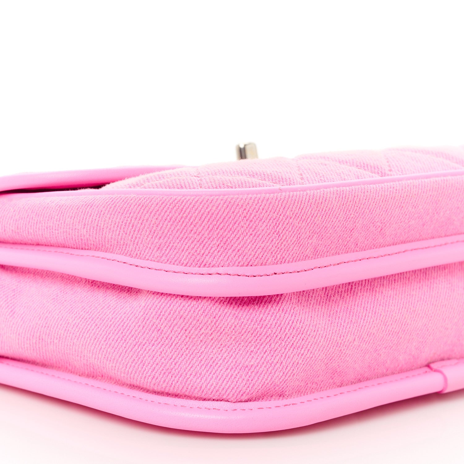 Chanel Denim Quilted Small Messenger Flap Neon Pink 10 of 12