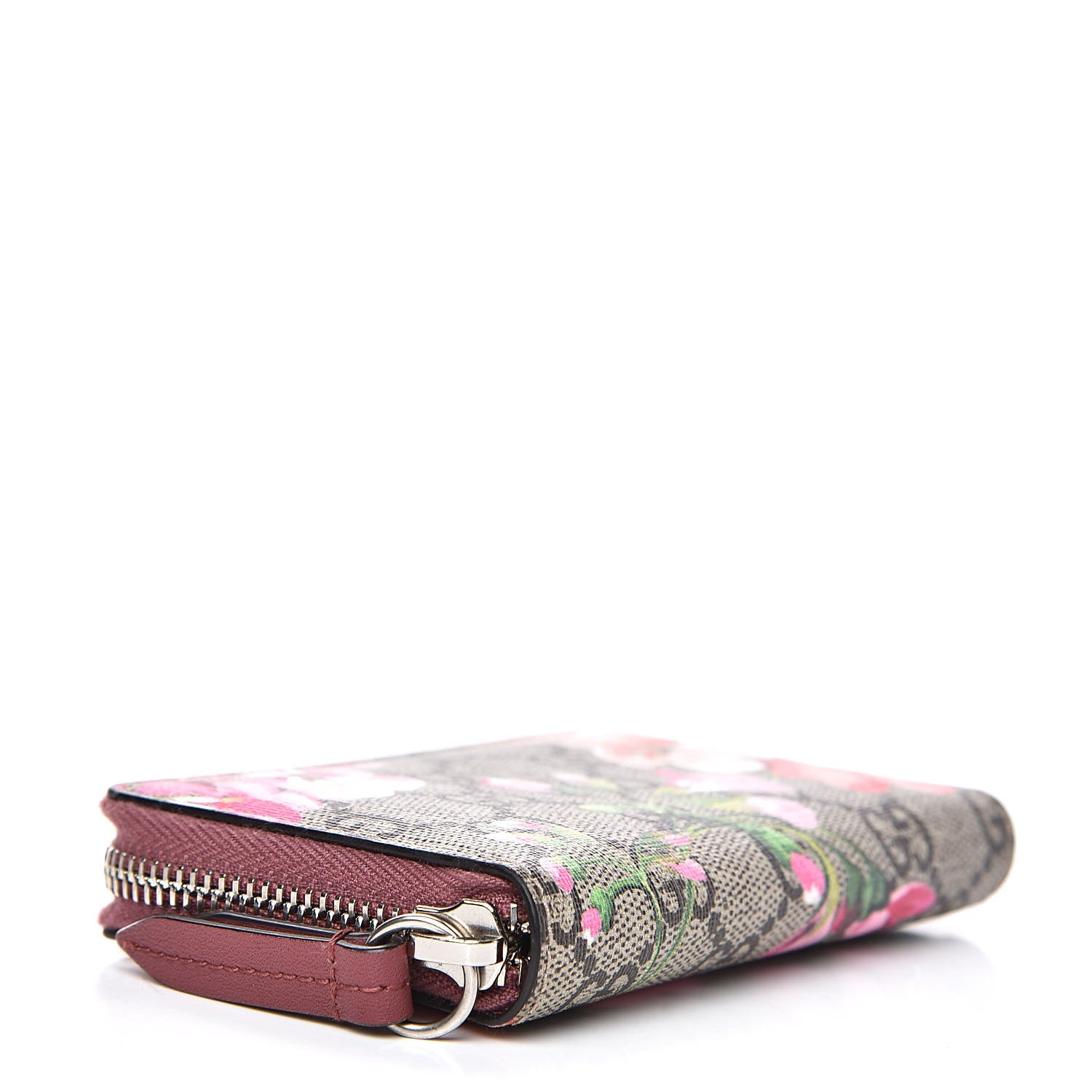 Gucci GG Supreme Monogram Blooms Zip Around Card Case Wallet Beige Multicolor Dry Rose 4 of 8