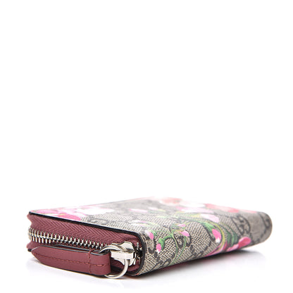 Gucci GG Supreme Monogram Blooms Zip Around Card Case Wallet Beige Multicolor Dry Rose 4 of 8
