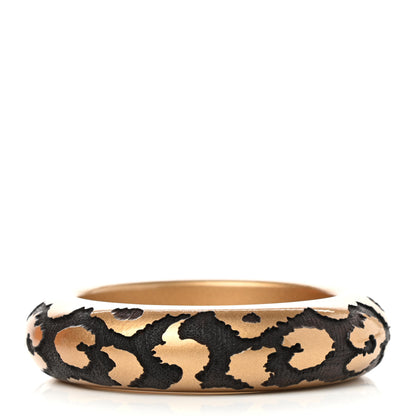 Louis Vuitton Lacquer Wood Leomonogram Wide Bangle Bracelet Gold 3 of 6
