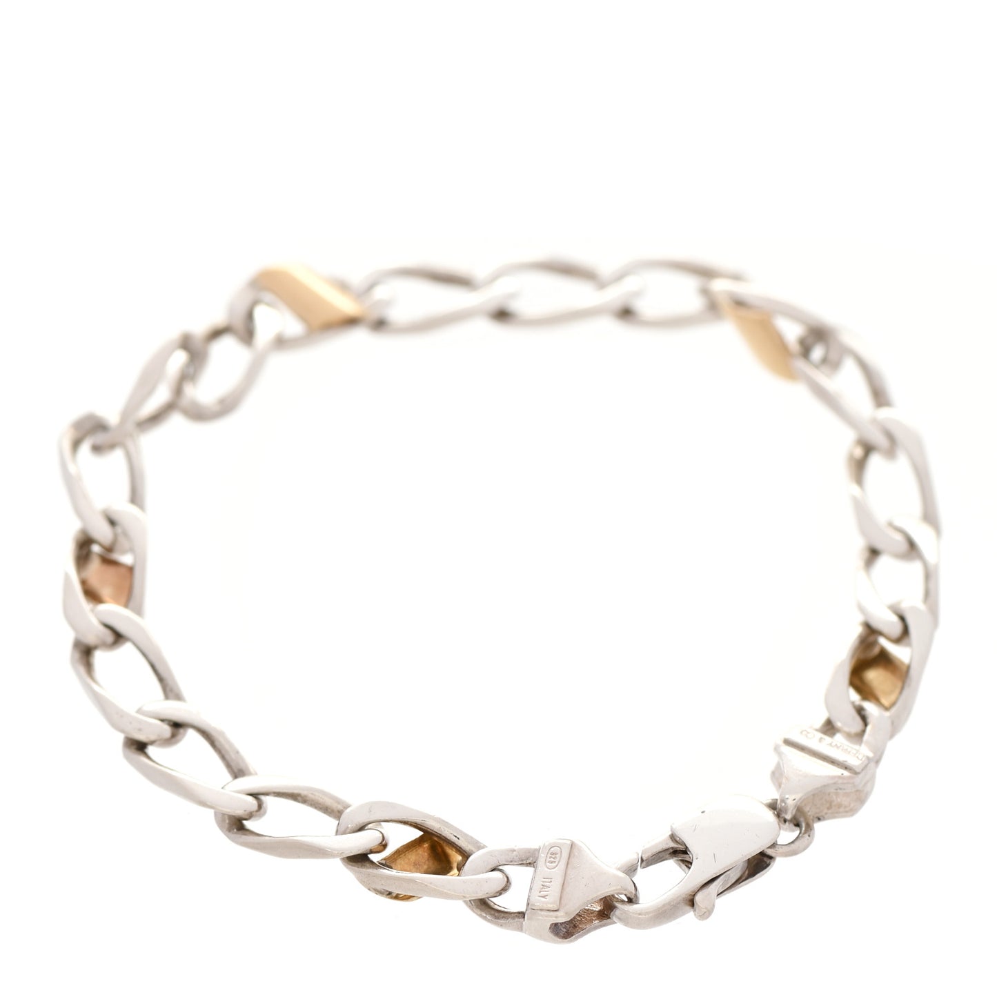 Sterling Silver 18K Yellow Gold Curb Link Bracelet