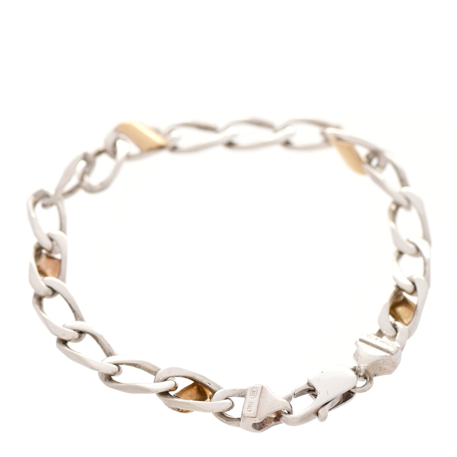 Tiffany Sterling Silver 18K Yellow Gold Curb Link Bracelet 3 of 6