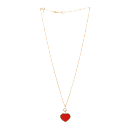 Chopard 18K Rose Gold Diamond Happy Hearts Pendant Necklace Red 3 of 4