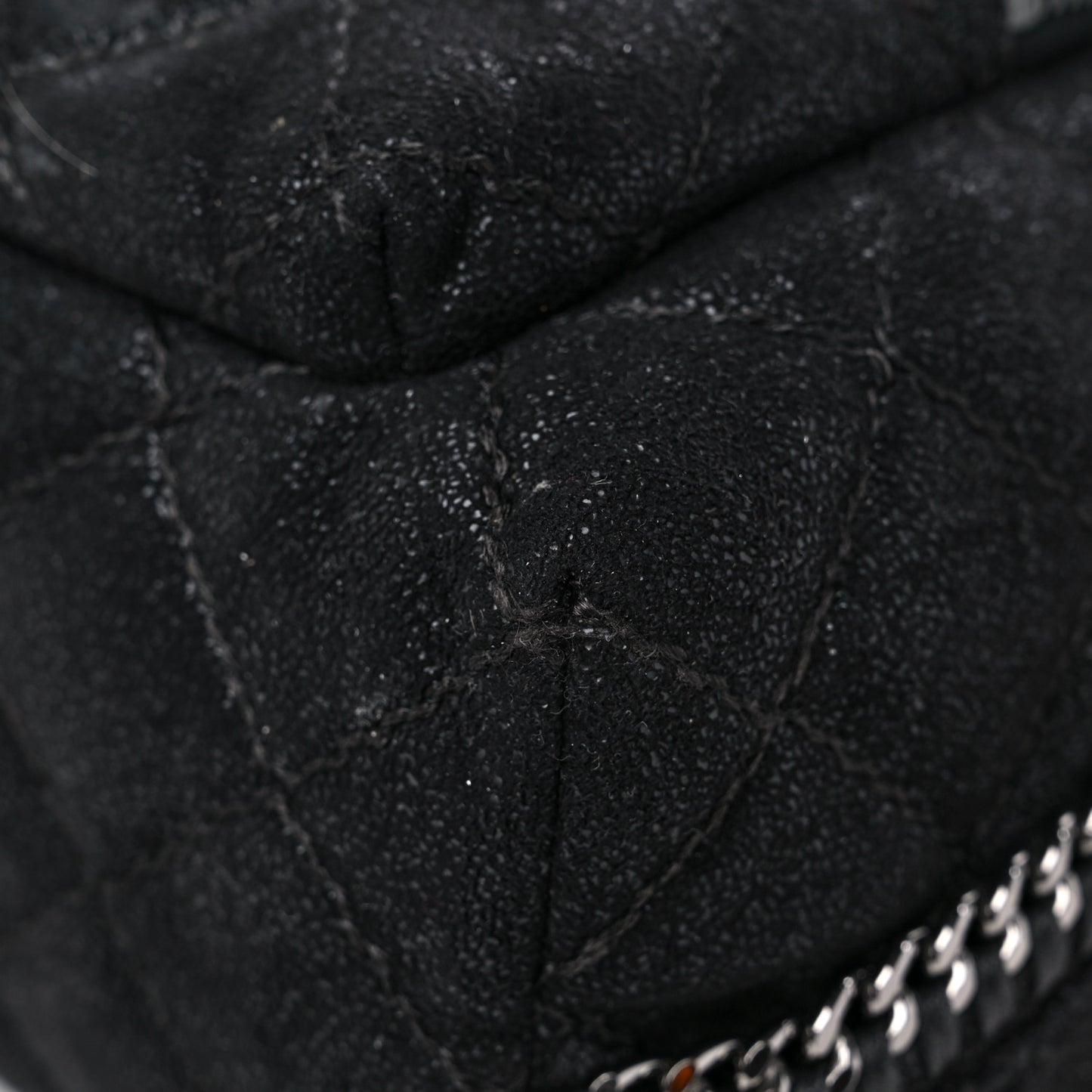 Shaggy Deer Quilted Small Falabella Backpack Black