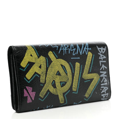 Balenciaga Agneau Classic Hardware Graffiti Money Wallet Black Multicolor 3 of 8