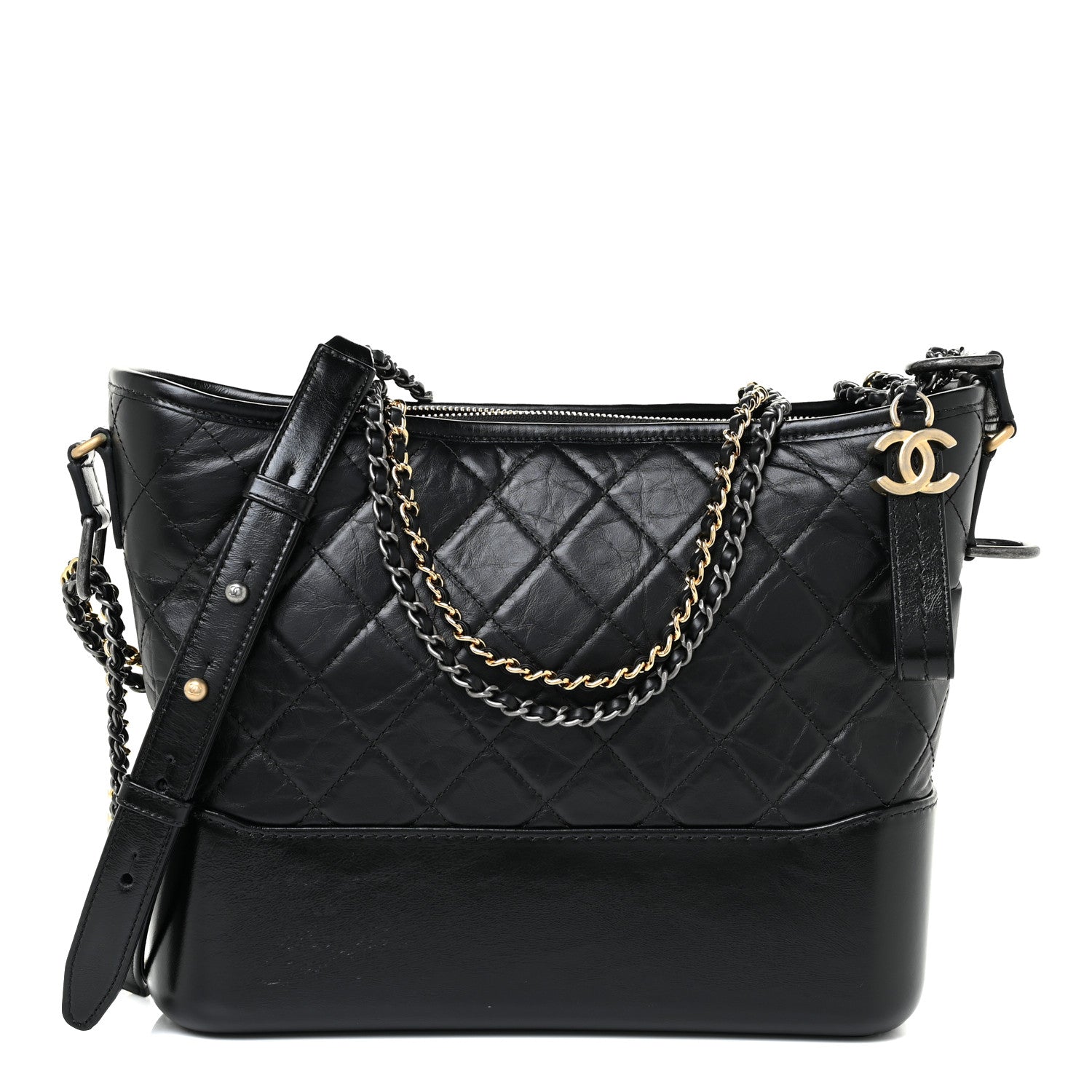Chanel Aged Calfskin Quilted Medium Gabrielle Hobo Black 1 of 11