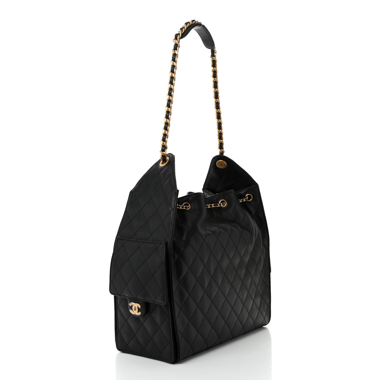 Caviar Quilted Medium Chanel 25 Handbag Black