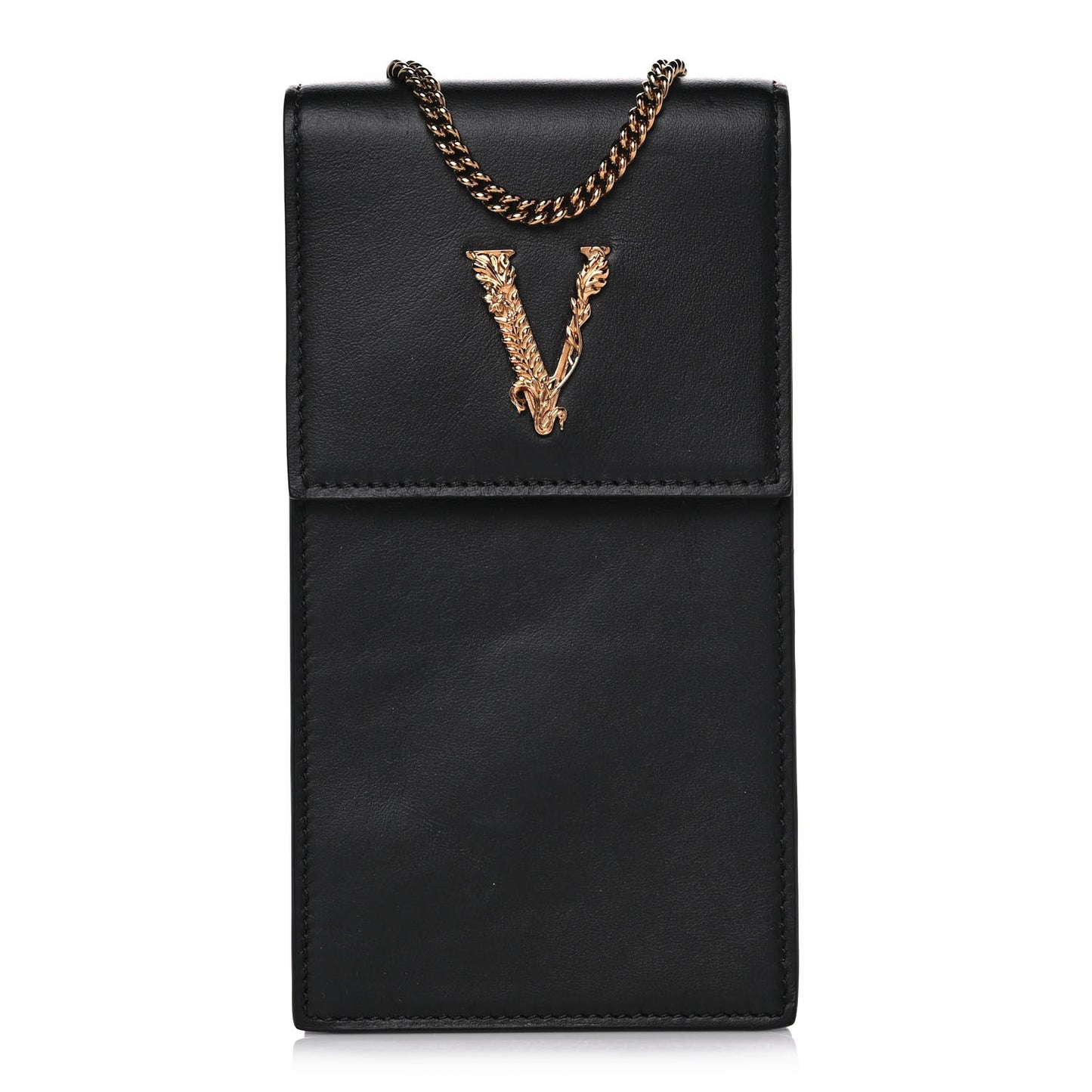 Vitello Medallion Cell Phone Crossbody Black