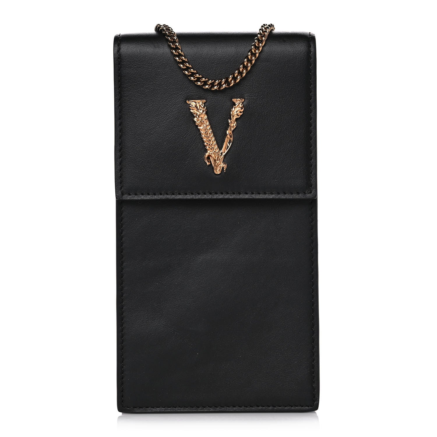 Versace Vitello Medallion Cell Phone Crossbody Black 1 of 12