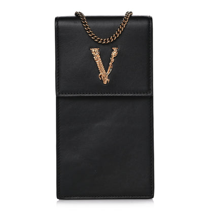 Versace Vitello Medallion Cell Phone Crossbody Black 1 of 12