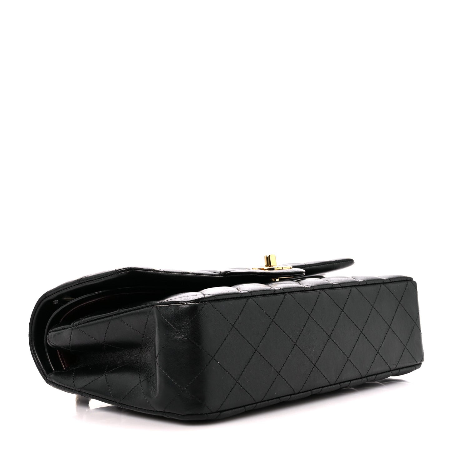 Lambskin Quilted Medium Double Flap Black
