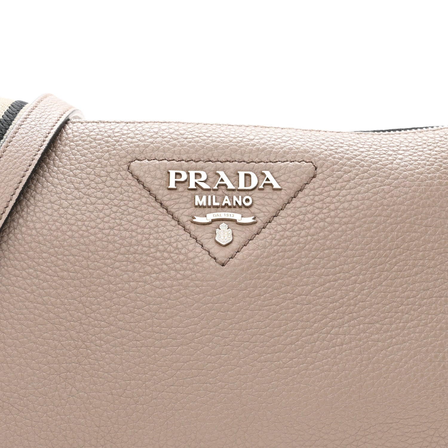 Prada Vitello Daino Soft Zippered Shoulder Bag Argilla 7 of 9