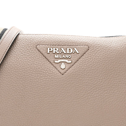 Prada Vitello Daino Soft Zippered Shoulder Bag Argilla 7 of 9