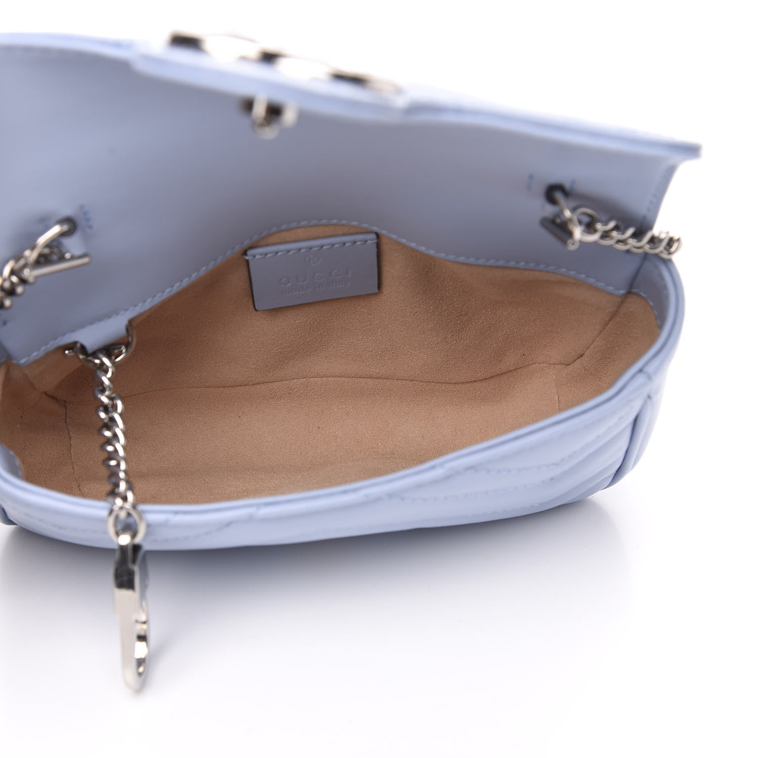 Gucci Calfskin Matelasse Super Mini GG Marmont Shoulder Bag Porcelain Light Blue 5 of 9