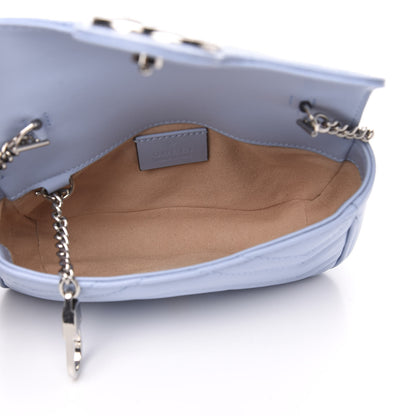 Gucci Calfskin Matelasse Super Mini GG Marmont Shoulder Bag Porcelain Light Blue 5 of 9