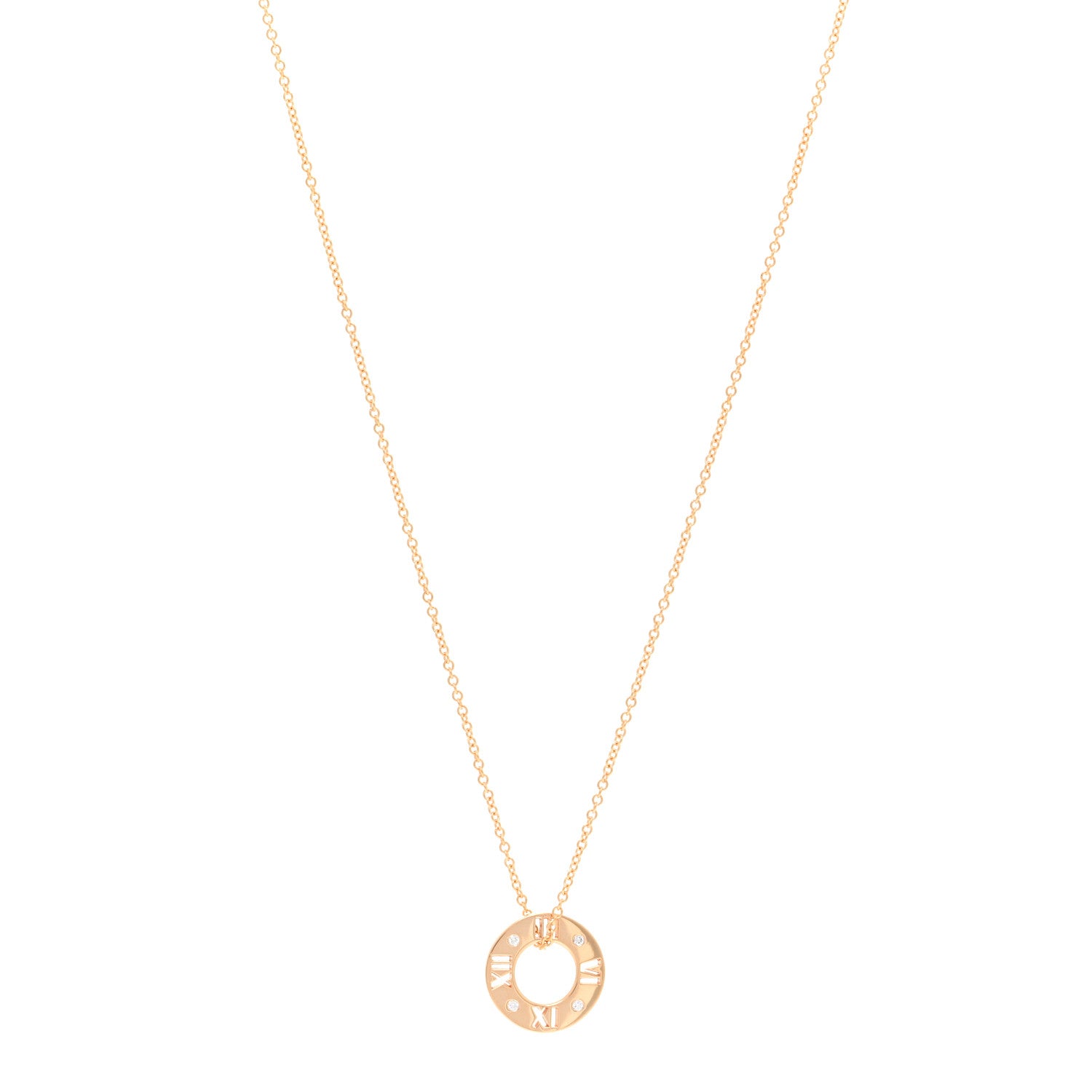Tiffany 18K Rose Gold Diamond Atlas Pierced Pendant Necklace 1 of 4