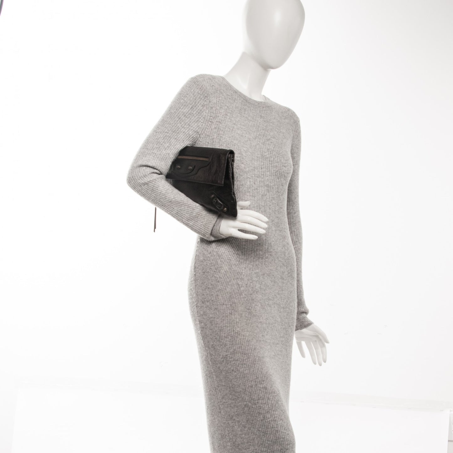 Agneau Classic Hardware Envelope Clutch Black