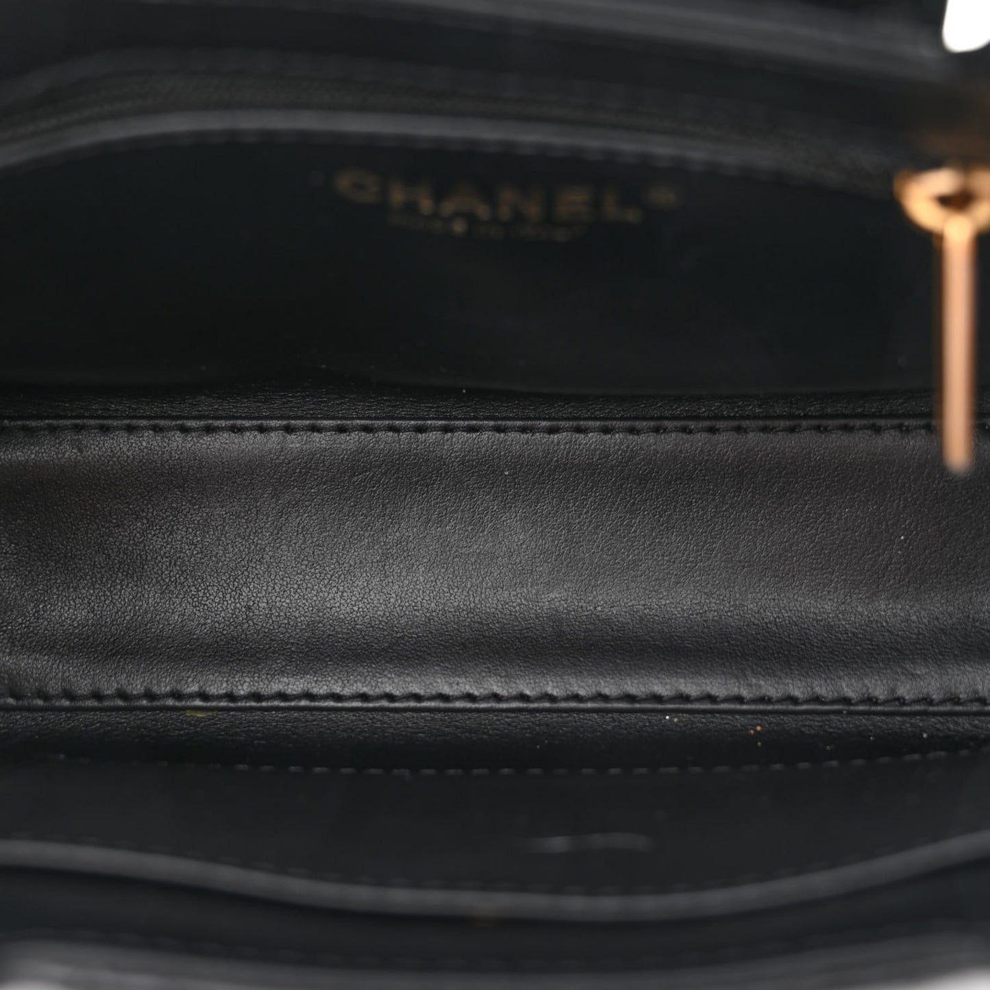 Shiny Aged Calfskin Quilted Nano Kelly Shopper Black