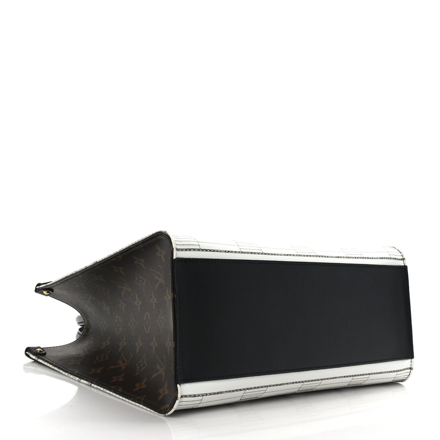 X FORNASETTI Calfskin Architettura Onthego MM Black White