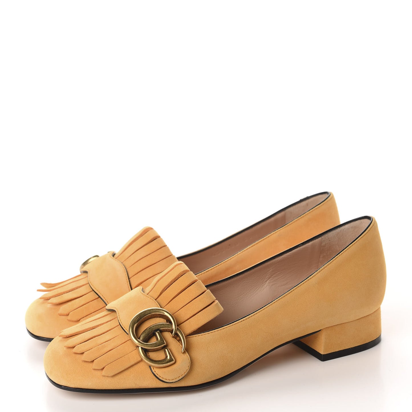 Kid Scamosciato GG Marmont Fringe Loafers 35.5 Crystal Copper