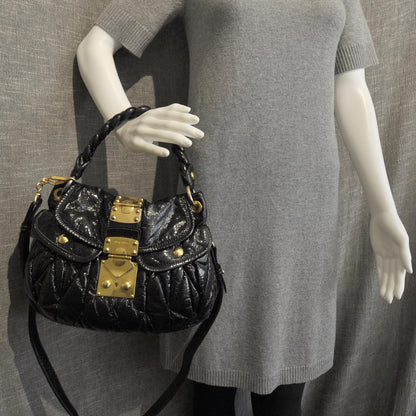 Miu Miu Patent Leather Small Matelasse Coffer Black 3 of 9