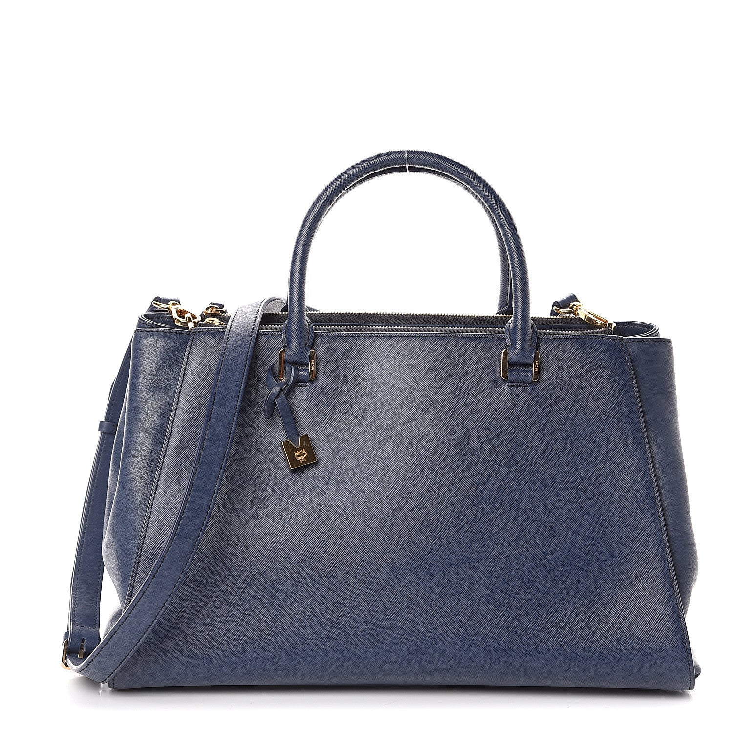 MCM Saffiano Top Handle Tote Blue 1 of 8