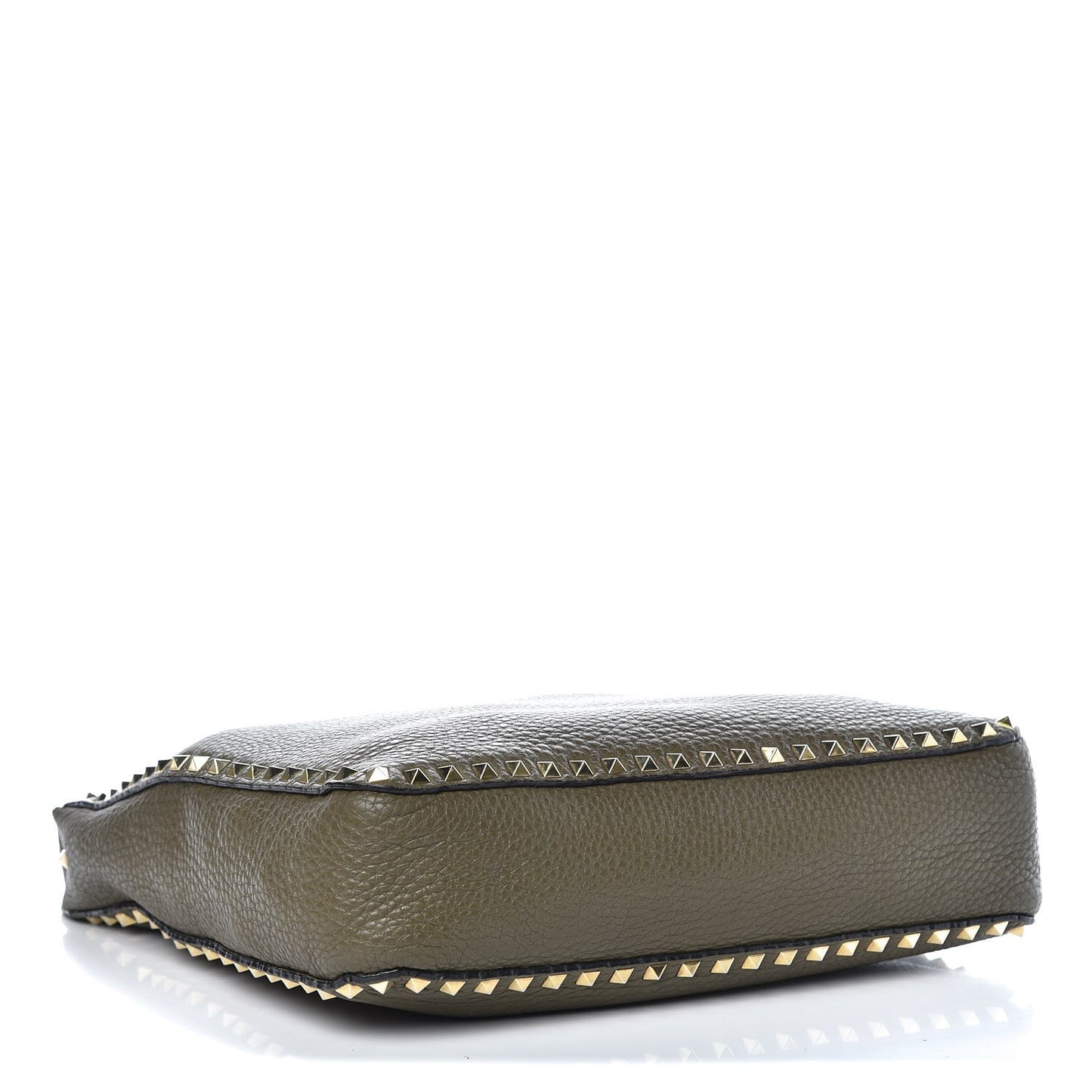 Pebbled Calfskin Large Rockstud Flip-Lock Messenger Bag Army Green
