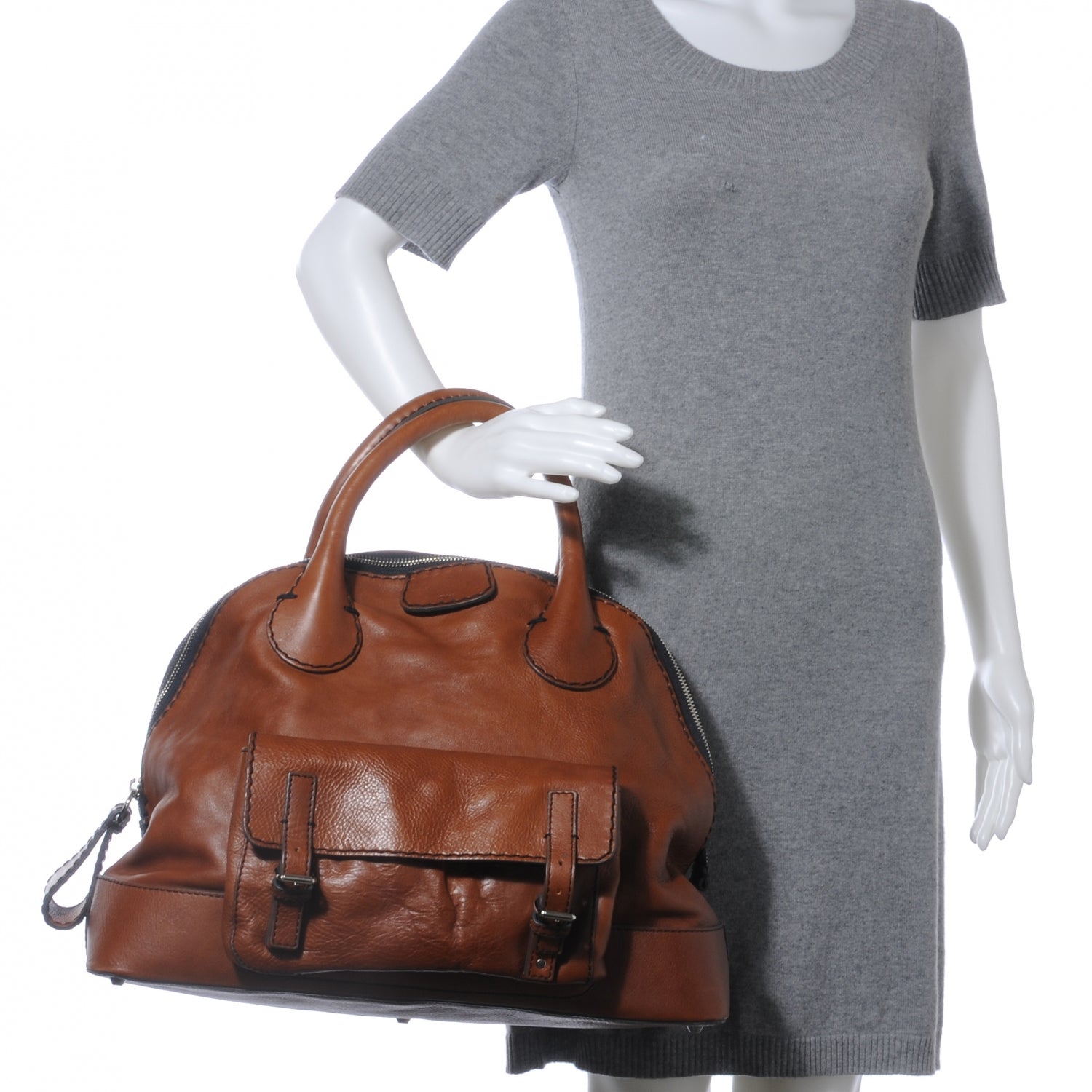 Chloe Calfskin Edith Dome Bowler Muscade 2 of 9