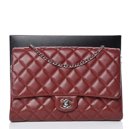 Chanel Caviar Quilted Clutch With Chain Flap Dark Red 10 of 10