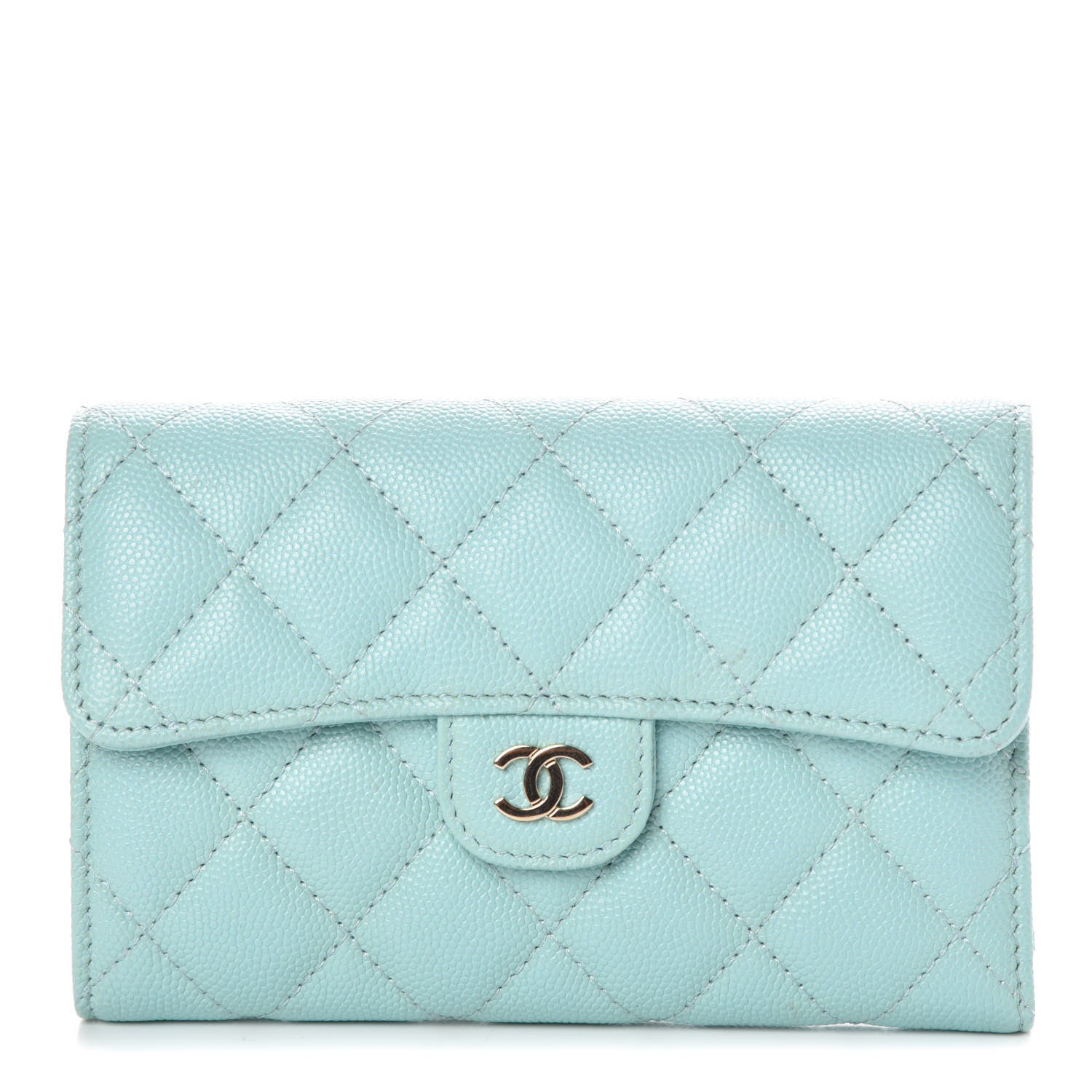 Chanel Caviar Quilted Medium Flap Wallet Light Blue 1 of 9