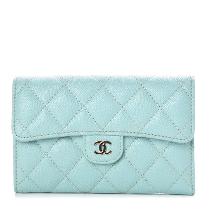 Chanel Caviar Quilted Medium Flap Wallet Light Blue 1 of 9