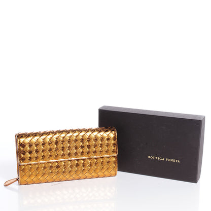 Bottega Veneta Metallic Nappa Ayers Intrecciato Continental Wallet Oro Bruciato 5 of 9